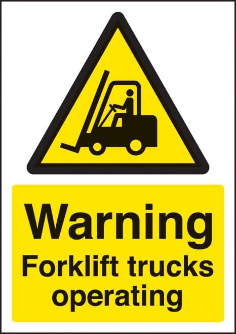 58374 Warning forklift trucks operating - A4 rp  (210x297mm) Safety Sign