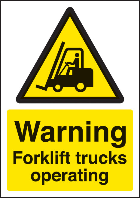 Warning forklift trucks operating A4 self adhesive vinyl