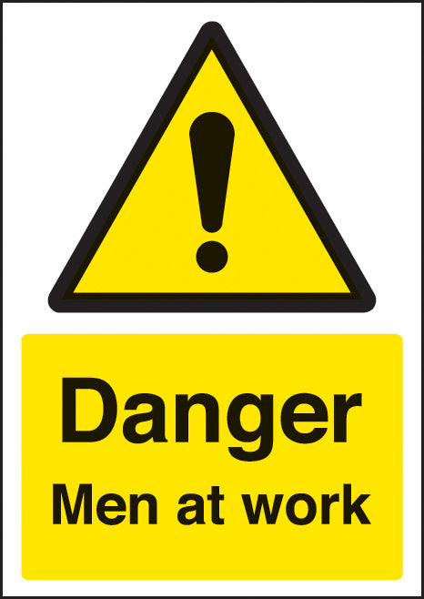 Danger men at work A4 self adhesive vinyl