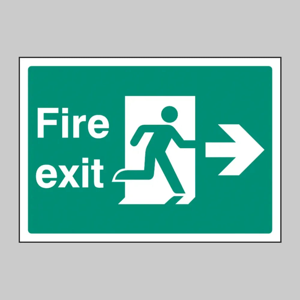 Fire exit right  A4 rigid plastic