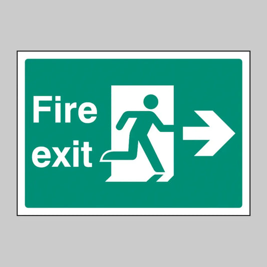 Fire exit right  A4 rigid plastic