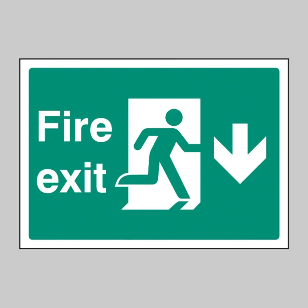 Fire exit down  A4 rigid plastic