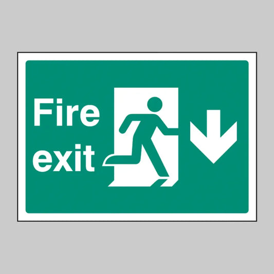 Fire exit down  A4 rigid plastic