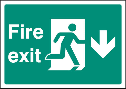 Fire exit down A4 self adhesive vinyl