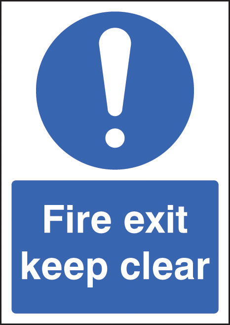 Fire exit keep clear A4 self adhesive vinyl