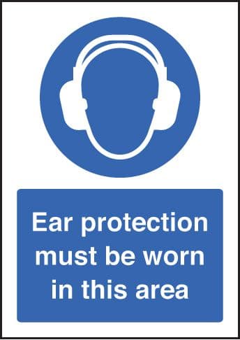 58398 Ear protection must be worn - A5 rp  (148x210mm) Safety Sign
