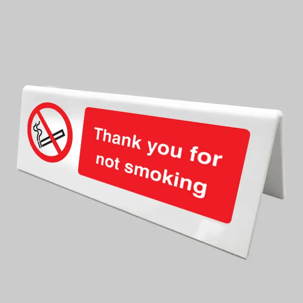 Thank you for not smoking double sided plastic table cards (pack of 5)