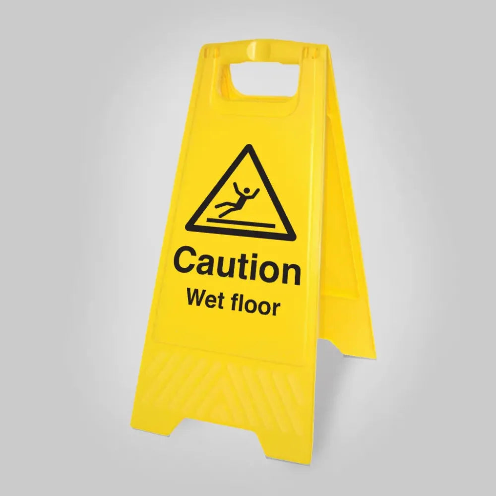 Caution wet floor (free-standing yellow floor sign)