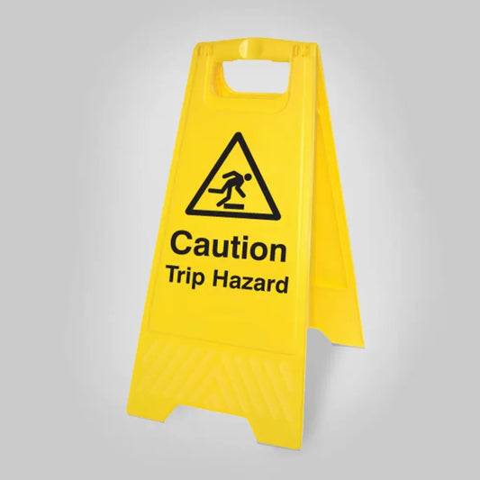 Caution trip hazard (free-standing yellow floor sign)