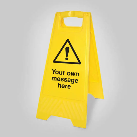 Your message here (free-standing yellow floor sign)