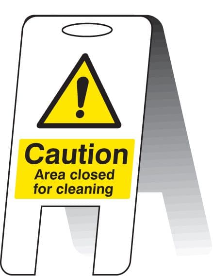 58534 Area closed for cleaning (self standing folding sign)  (300x600mm) Safety Sign