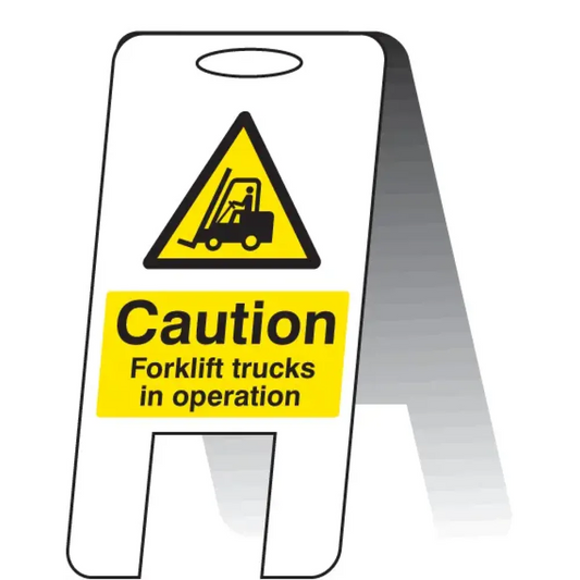 Caution forklift trucks in operating (self standing folding sign)