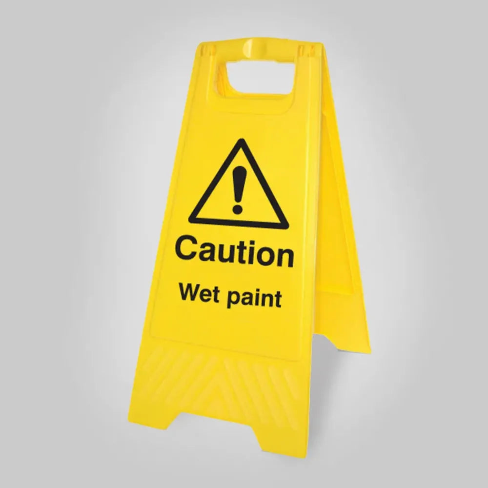 Caution wet paint (free-standing yellow floor sign)