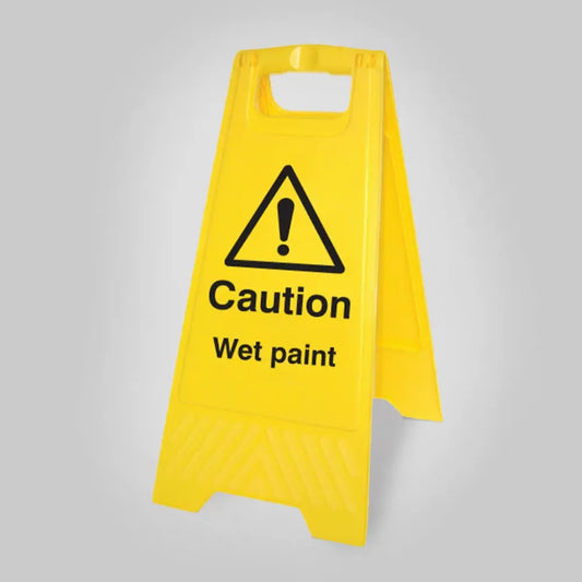 Caution wet paint (free-standing yellow floor sign)
