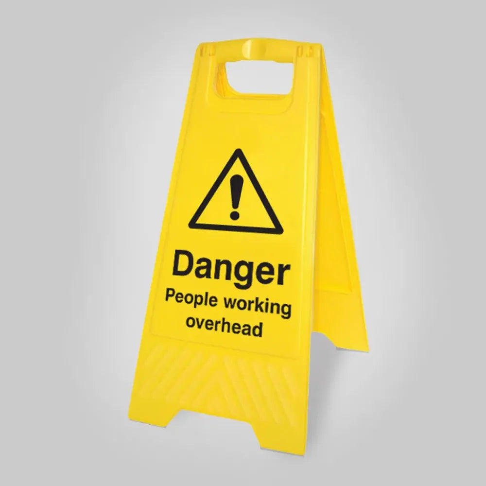 58556 Danger people working overhead (free-standing yellow floor sign) Miscellaneous - Free Standing Sign (300x580mm)