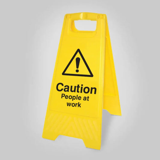 58557 Caution people at work (free-standing yellow floor sign) Miscellaneous - Free Standing Sign (300x580mm)