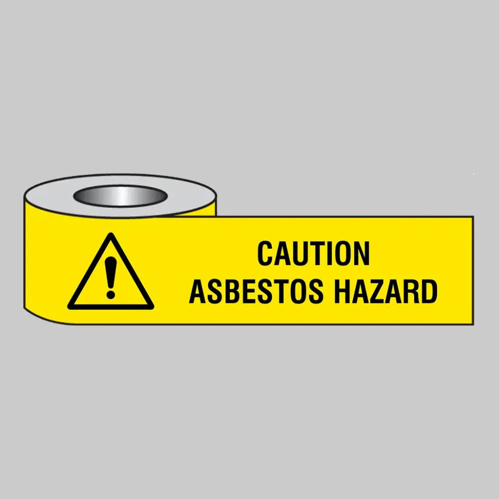 Caution asbestos hazard barrier tape  250m x 75mm non-adhesive polythene