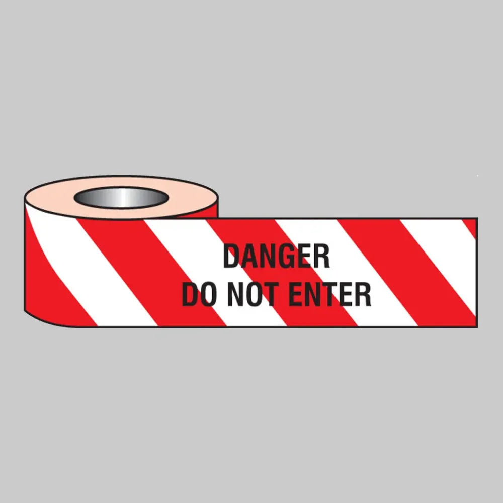 Danger do not enter barrier tape  250m x 75mm non-adhesive polythene