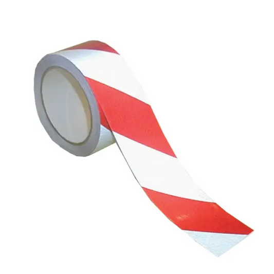 Reflective adhesive safety tape red/white 50mm x 25m