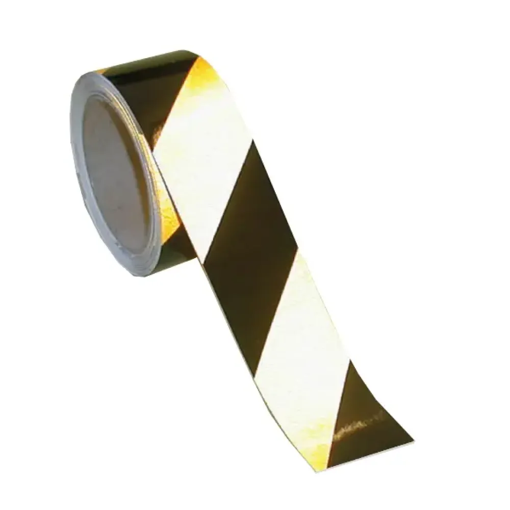Reflective adhesive safety tape black/yellow 50mm x 25m