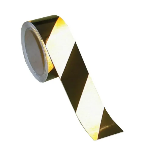 Reflective adhesive safety tape black/yellow 50mm x 25m