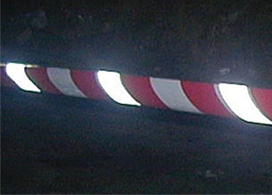 Reflective red & white non-adhesive barrier tape 75mmx250m