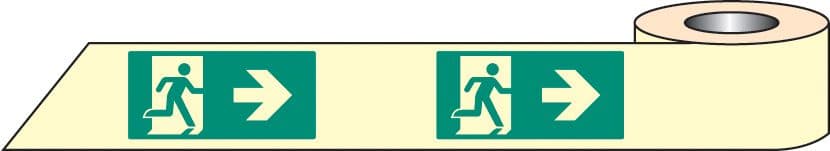58650 Man arrow right photoluminescent tape 10mx40mm  (10M x 40mm) Safety Sign