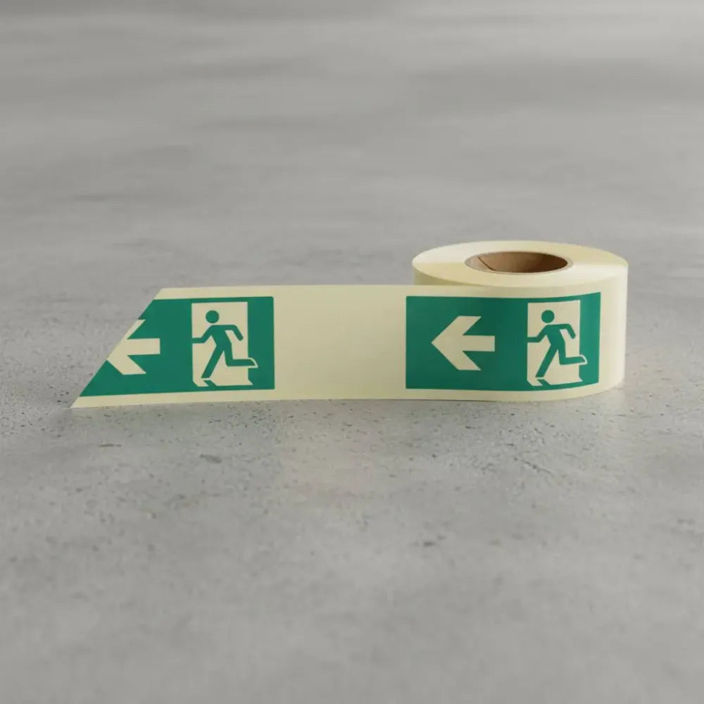Man arrow left photoluminescent self adhesive tape 10mx40mm
