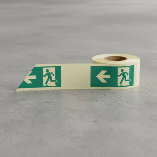 Man arrow left photoluminescent self adhesive tape 10mx40mm