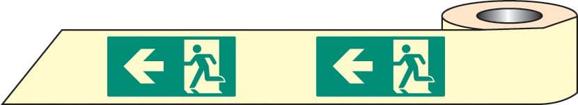 58654 Man arrow left photoluminescent tape 10mx80mm  (10M x 80mm Safety Sign