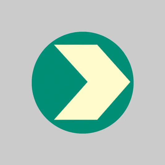Way finding floor marker arrow head 90mm dia Class D photolum