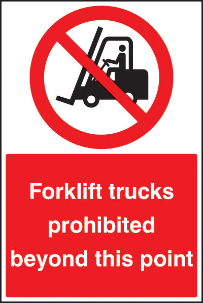 Forklift trucks prohibited beyond this point floor graphic 400x600mm