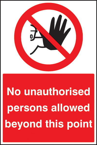 No unauthorised persons allowed beyond this point floor graphic 400x600mm