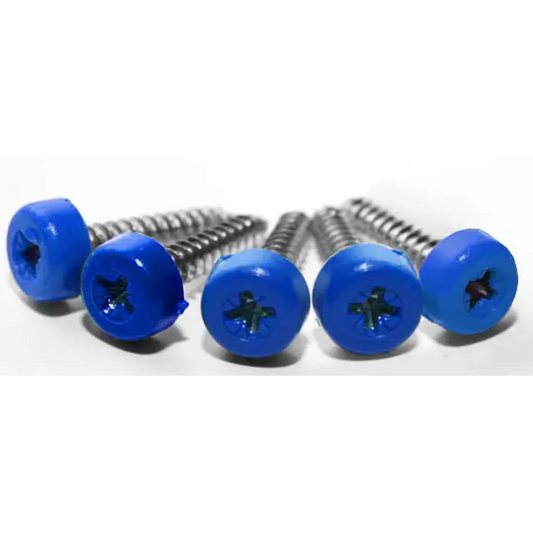 Poly top screws blue (pack 12) 1" long