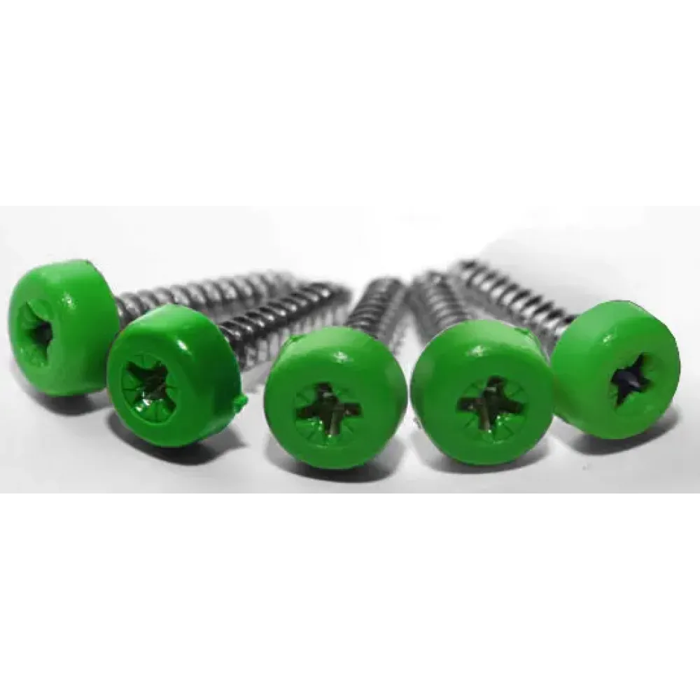 Poly top screws green (pack 12) 1" long