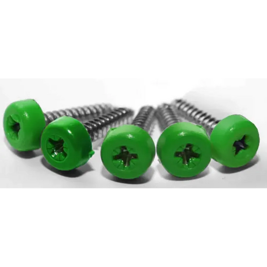 Poly top screws green (pack 12) 1" long
