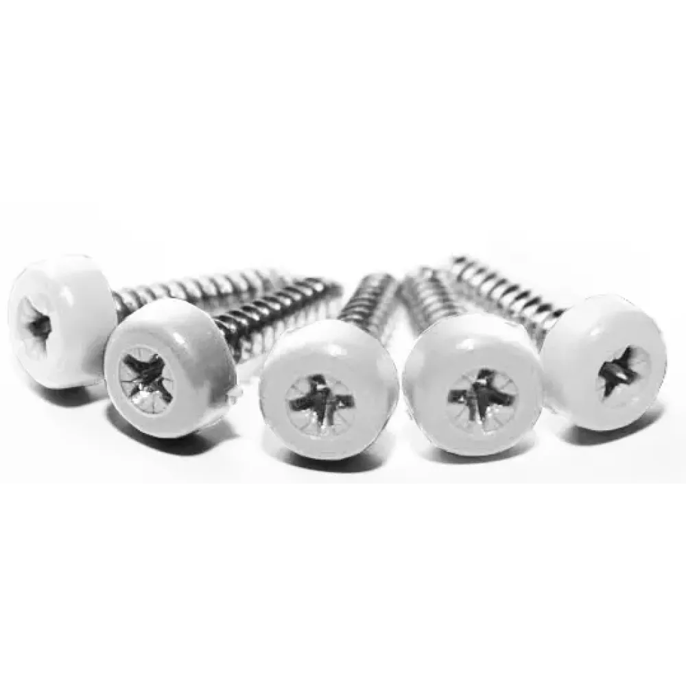 Poly top screws white (pack 12) 1" long