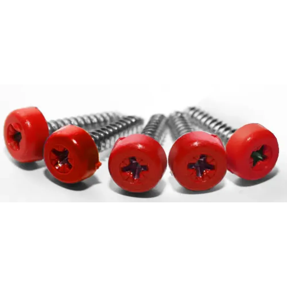 Poly top screws red (pack 12) 1" long