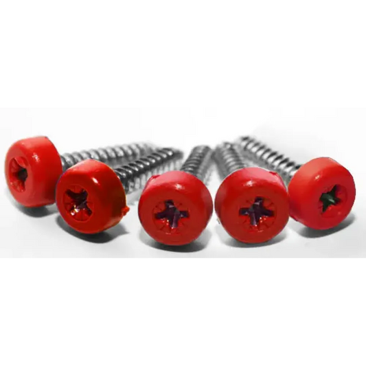 Poly top screws red (pack 12) 1" long