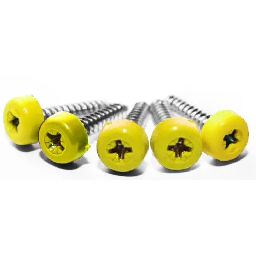 Poly top screws yellow (pack 12) 1" long