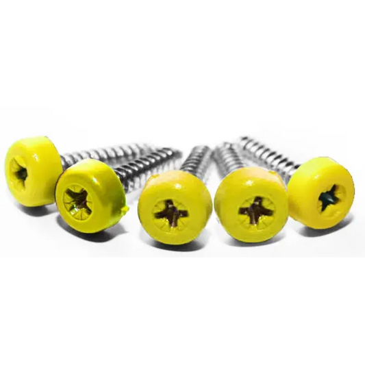 Poly top screws yellow (pack 12) 1" long