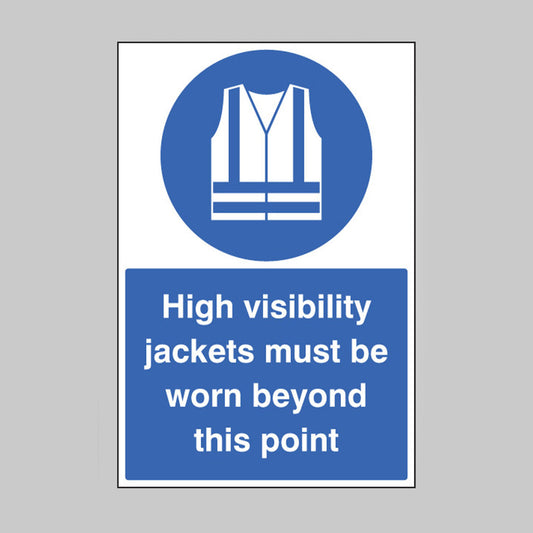 High vis jackets must be worn beyond this point floor graphic 400x600mm