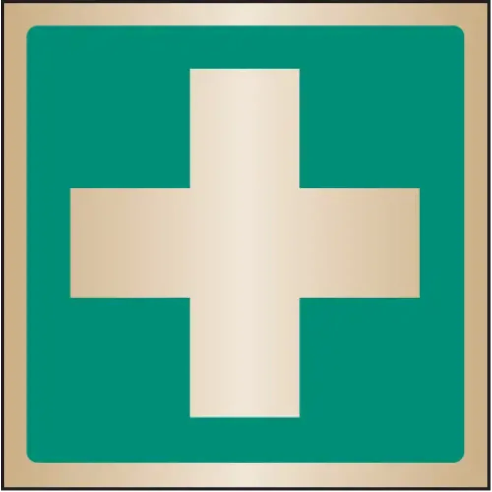 First aid symbol 100x100mm brass