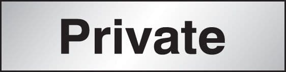 59059 Private sign 140x35mm Engraved aluminium effect pvc  (140x35mm) Safety Sign