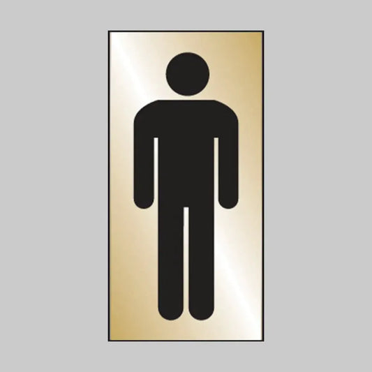 Gents symbol  70x140mm engraved brass effect pvc c/w sav backing