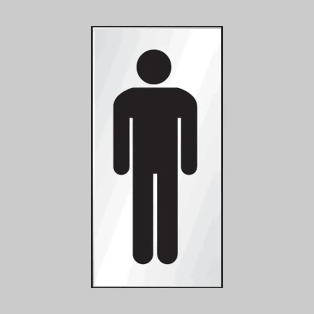 Gents symbol 70x140mm engraved aluminium effect pvc c/w sav backing