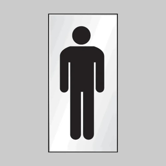 Gents symbol 70x140mm engraved aluminium effect pvc c/w sav backing