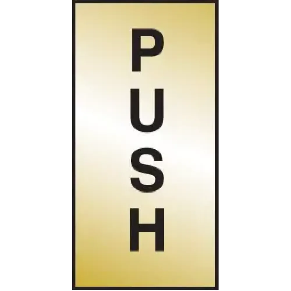 Push 35x70mm engraved brass effect pvc c/w sav backing