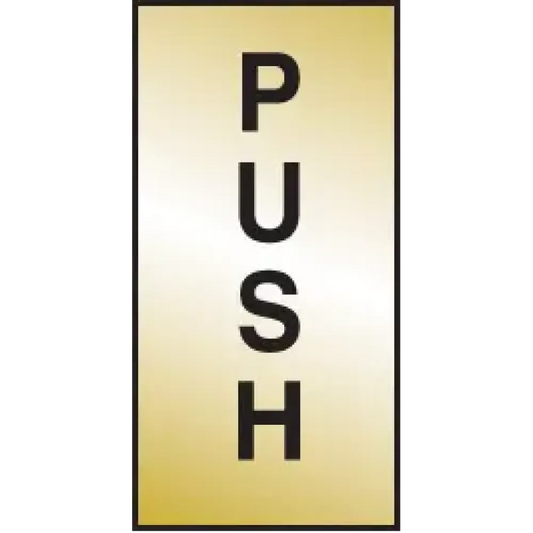 Push 35x70mm engraved brass effect pvc c/w sav backing