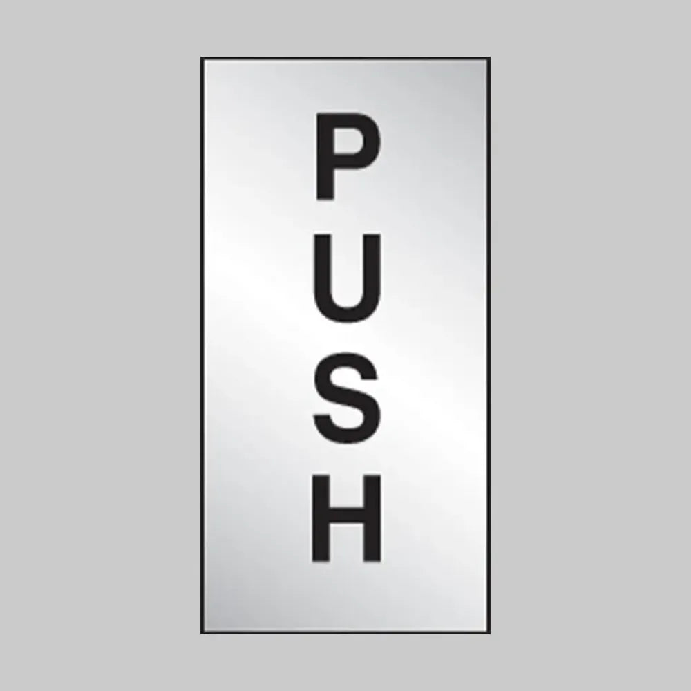 Push 35x70mm engraved aluminium effect pvc c/w sav backing